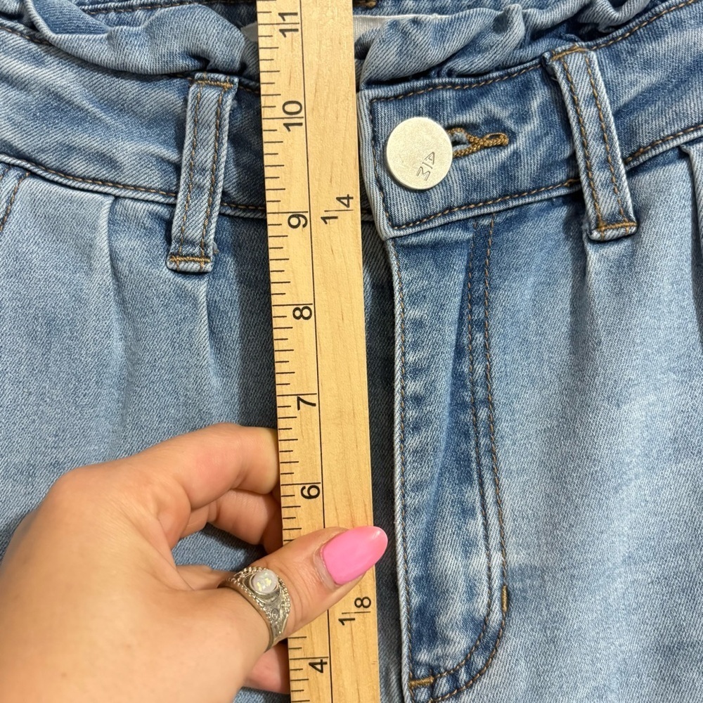 Ashley Mason Light Blue Denim Jeans Paperbag High Rise Skinny Raw Hem Sz 7 - Picture 7 of 14